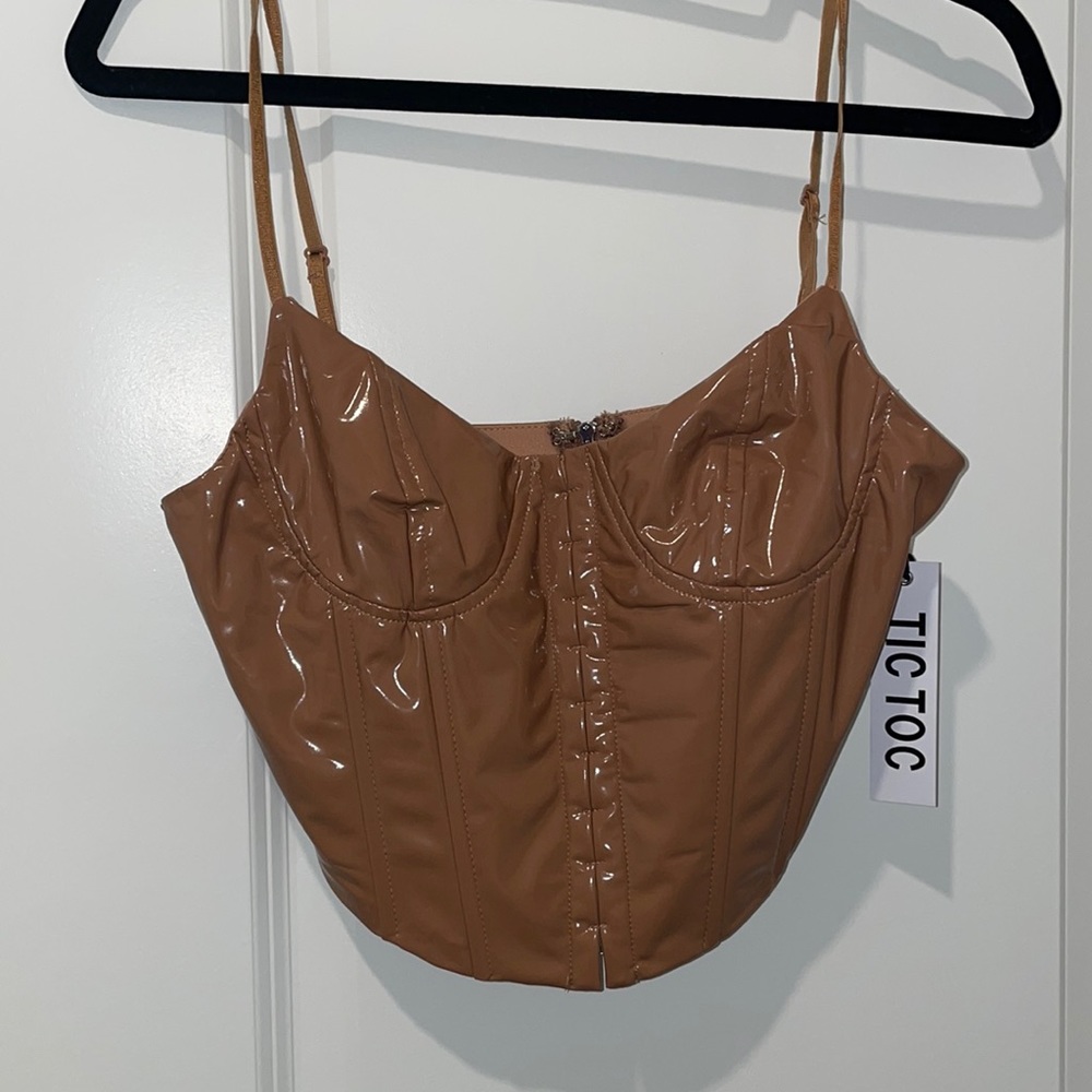 Tic Toc pleather nude bustier. NWT. Never worn. Size M.